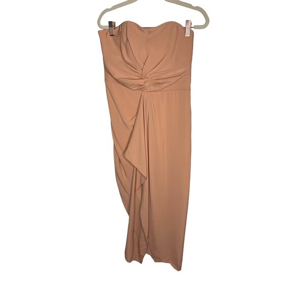 Significant Other Nightsong Dress Strapless Surplice Draped Front Almond Size 8 - Picture 4 of 12